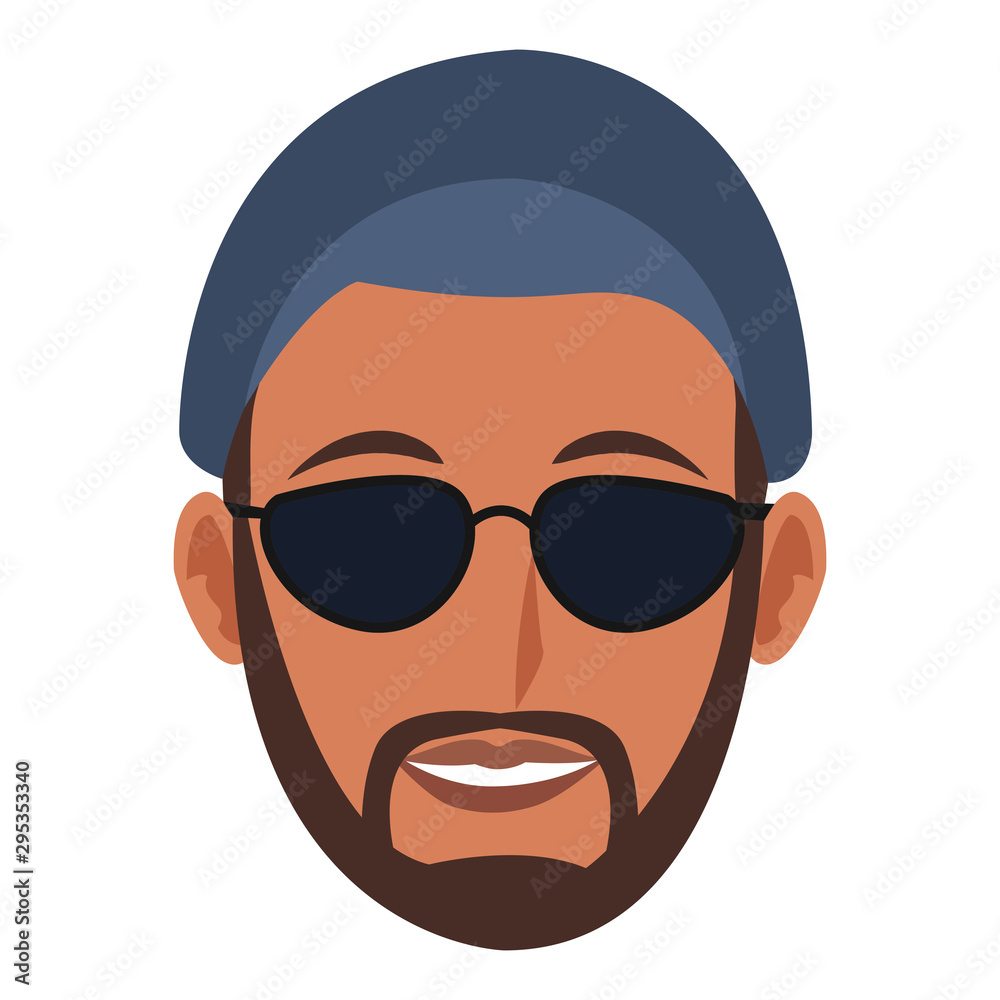 cartoon hipster man with sunglasses