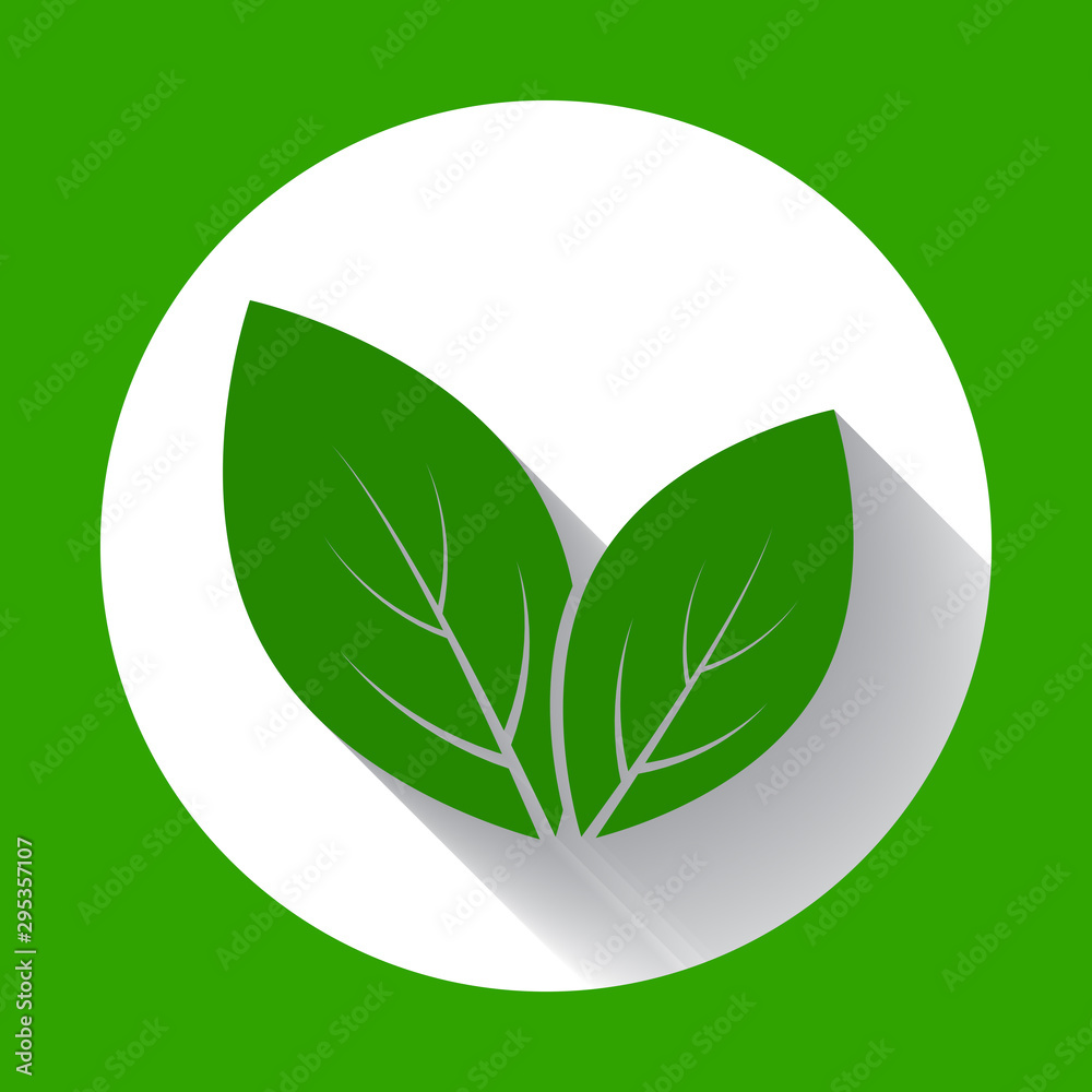 Leaves icons. Leaf icon with long shadow. Flat design. Vector illustration. Leaves icons. Leaf icon with long shadow. Flat design. Vector illustration.