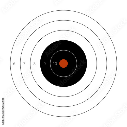 Circular shooting target with a marked bullseye for firing practice on a range.