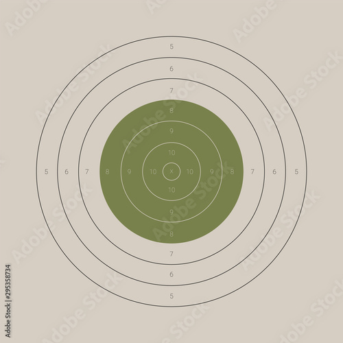 Vintage shooting range gun target with a marked bullseye.