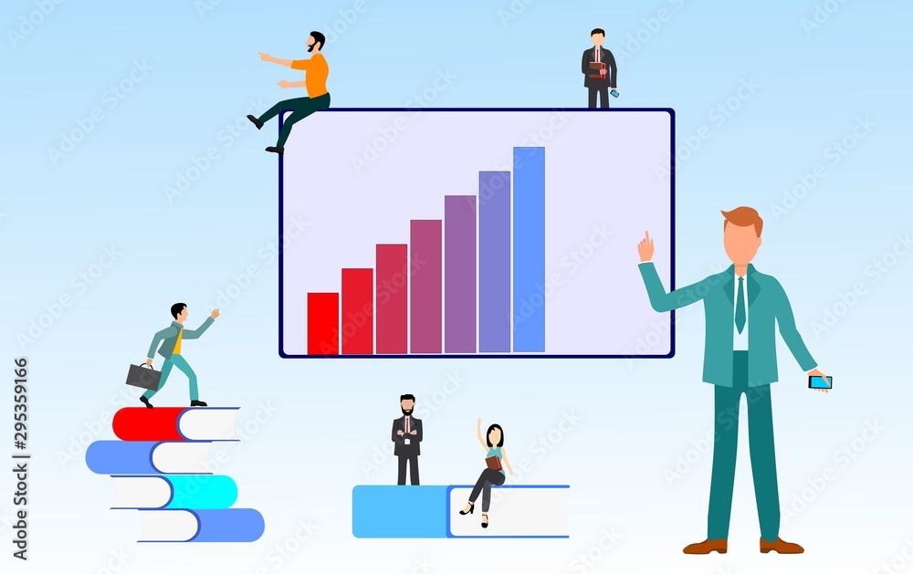 People with books. Different persons learning business to be succesfull. Concept vector illustration. Flat vecto People with books. Different persons learning business to be succesfull. Concept vector illustration. Flat vecto