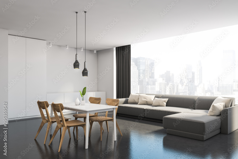 Fototapeta premium White dining room corner with sofa