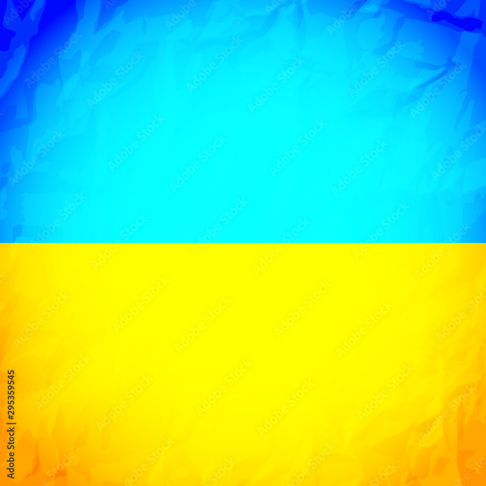 Fototapeta premium Ukraine state flag with the effect of crumpled paper. Symbol of Ukraine. Blue and yellow Ukrainian flag.