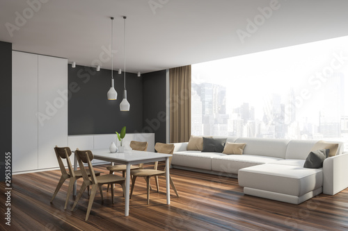 Gray dining room corner with sofa © ImageFlow
