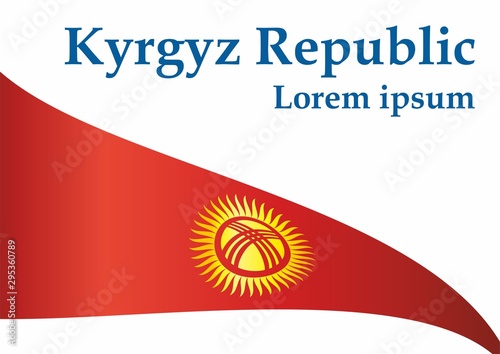 Flag of Kyrgyzstan, Kyrgyz Republic. Template for award design, an official document with the flag of Kyrgyzstan. Bright, colorful vector illustration.