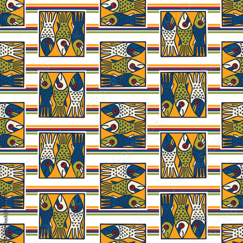 Sardines Fish Seamless Vector Pattern. Grilled Fishes BBQ Motif for Lisbon St Antonio Portugese Food Festival. Graphic for Traditional Grilled Recipe, Portugal Canned Seafood, Animal Fishing Poster