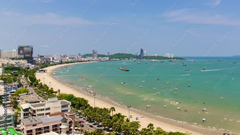 Time-Lapse: Pattaya bay beach harbor and city in sunny day, Chonburi, Thailand Time-Lapse: Pattaya bay beach harbor and city in sunny day, Chonburi, Thailand