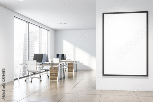 White consulting company office with poster