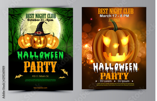 Halloween party flyer set vector