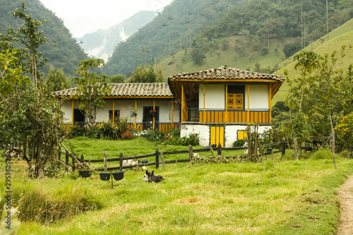 Ranch in Cocora Valley, which is nestled between the mountains of the Cordillera Central in Colombia photo