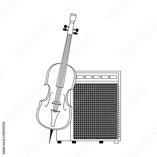 cello and Sound amplifier, flat design