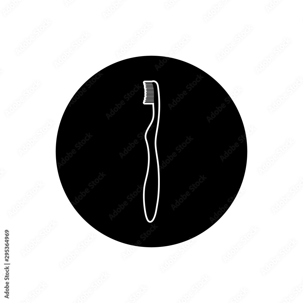 Toothbrush Icon. Rounded Button style vector EPS.