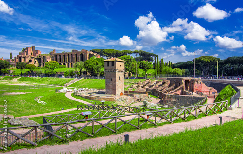 Rome, Italy: Circus Maximus, in a sunny summer day. The Circus Maximus is an ancient Roman chariot-racing stadium photo