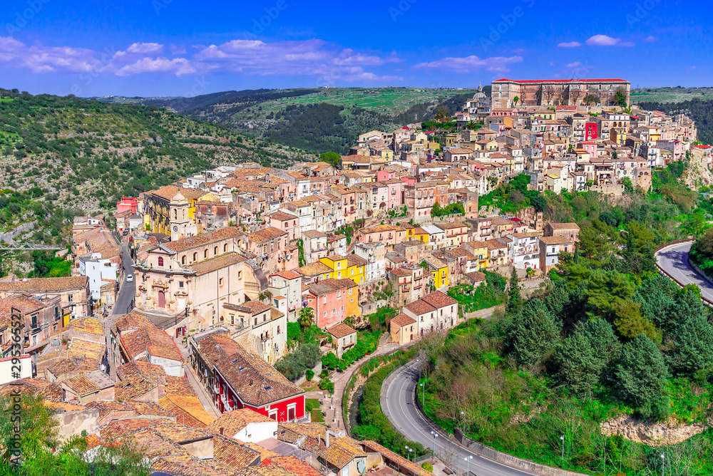 Ragusa, Sicily island, Italy: Panoramic view of Ragusa Ibla, baroque town in Sicily, southern Italy