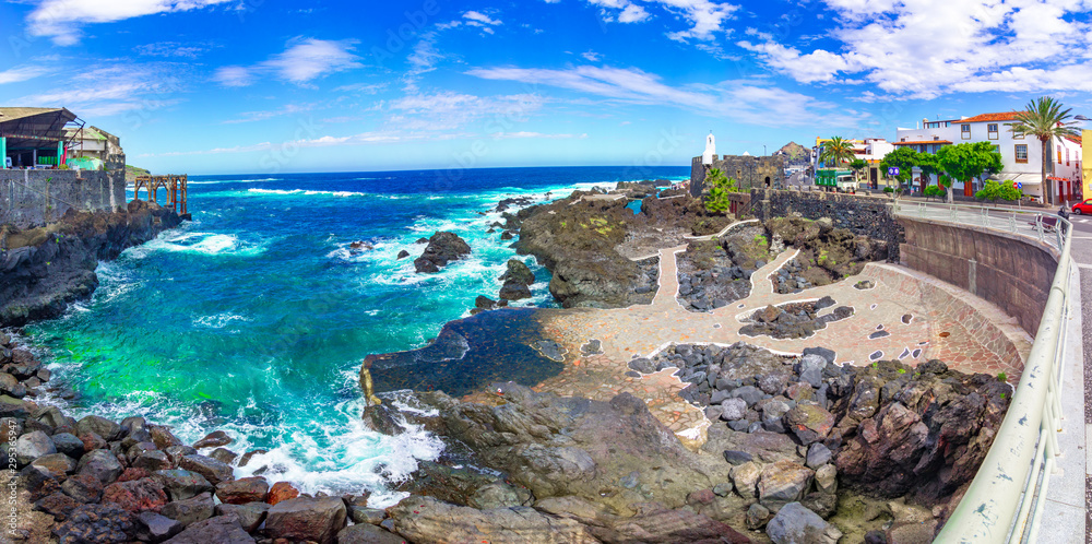 Fototapeta premium Garachico, Tenerife, Canary islands, Spain: Castillo de San Miguel is a fortress on the embankment of Garachico town