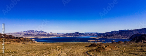 Aerial view of Lake Mead, Nevada and Arizona on a beautiful autumn day