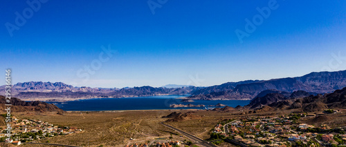 Aerial view of Lake Mead  Nevada and Arizona on a beautiful autumn day