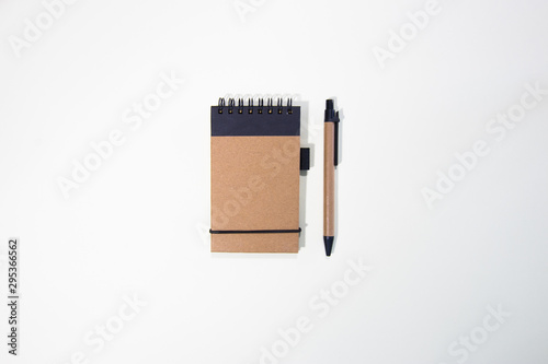 Brown notebook in white background