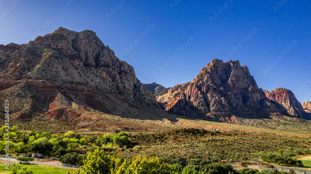 Beautiful view of famous Spring Mountain Ranch State Park near Las Vegas  and Red Rock Canyon,