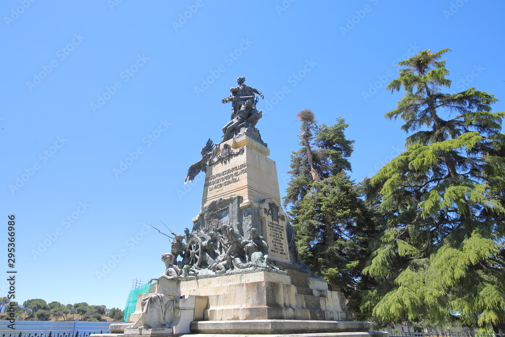 Historical statue monument Alcazar castle Segovia Spain