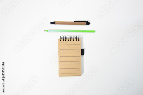 Brown notebook in white background