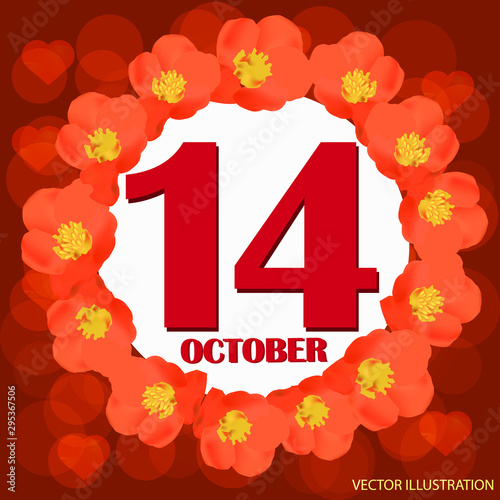 October 14 icon. For planning important day. Banner for holidays and special days. Vector Illustration.
