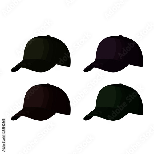Set of Baseball caps realistic vector illustration isolated