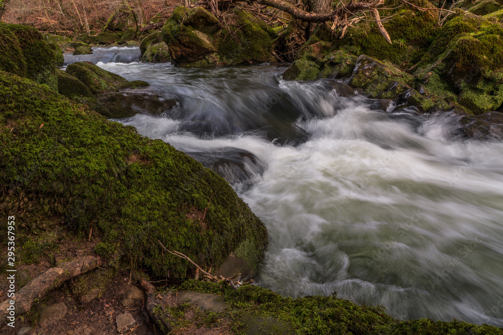 Naklejka premium Waterfall in the forest in autumn