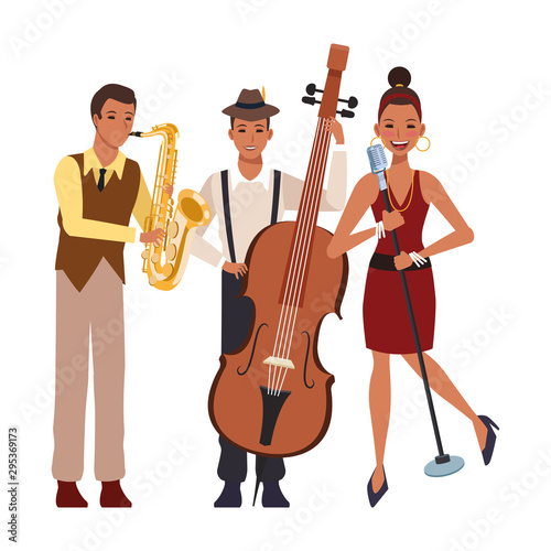 cartoon cuban band, flat design
