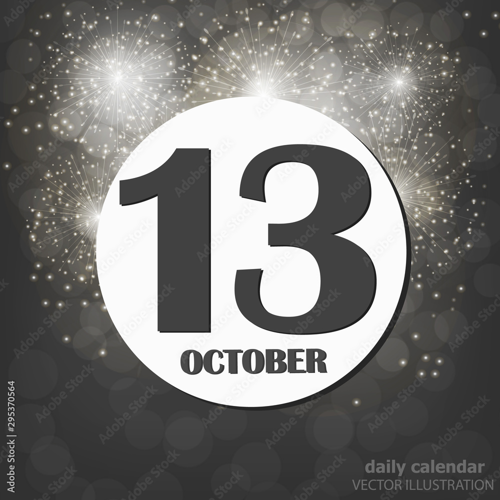 October 13 icon. For planning important day. Banner for holidays and special days. Vector illustration in black and white colors. October 13 icon. For planning important day. Banner for holidays and special days. Vector illustration in black and white colors.