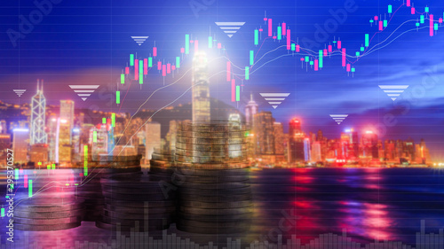 Business trading graph on capital city background