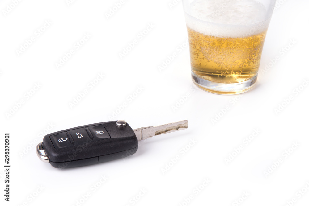 Car key and beer. Don't drink and drive concept Stock-Foto | Adobe Stock