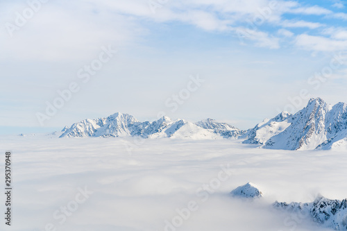 Panorama of ski runs on the Kaunertal glacier in Austria.