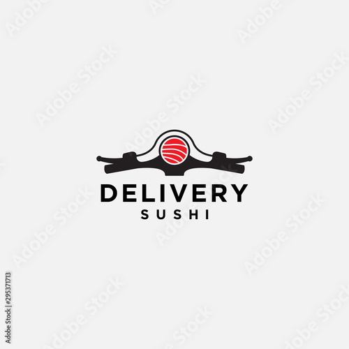 vector delivery sushi logo template. scooter motorcycle, icon