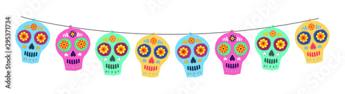 Sugar Skull Day of the Death Traditional vector crafted decorations.