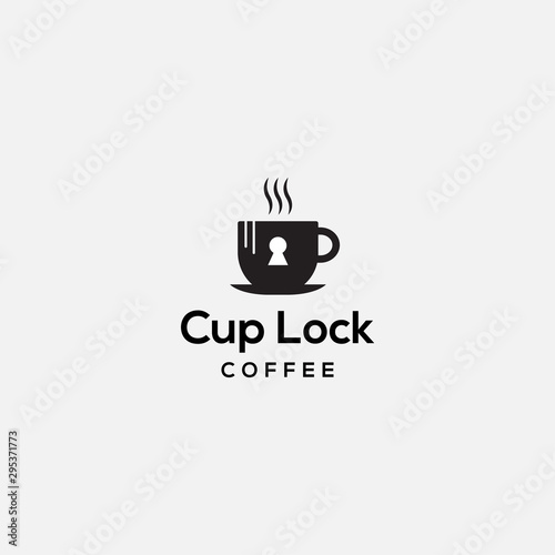 coffee lock logo template - vector