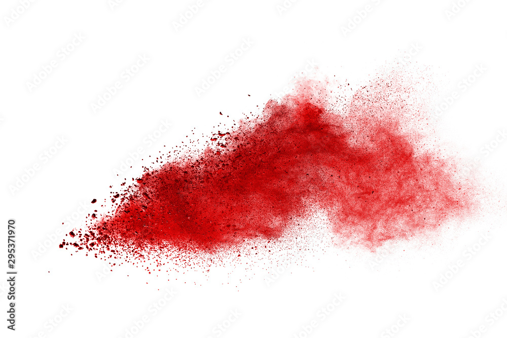 Red powder explosion on white background. Colored cloud. Colorful dust explode. Paint Holi. Red powder explosion on white background. Colored cloud. Colorful dust explode. Paint Holi.