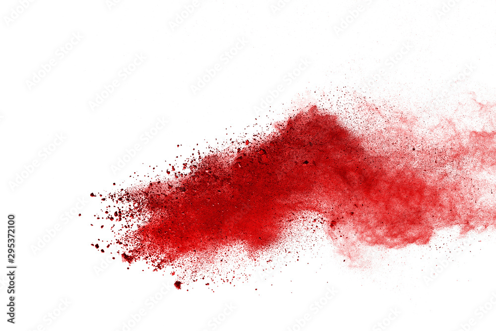 Red powder explosion on white background. Colored cloud. Colorful dust explode. Paint Holi. Red powder explosion on white background. Colored cloud. Colorful dust explode. Paint Holi.