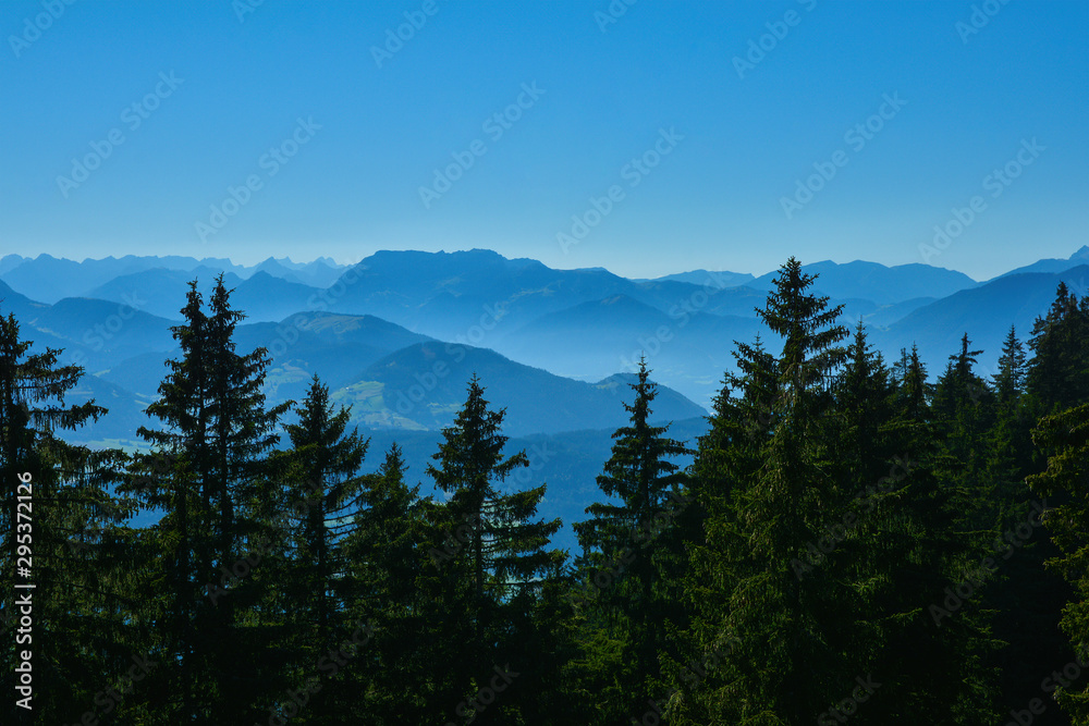 Amazing landscape from Hohe Salve mountain , part of the Kitzbuhel Alps, Austria
