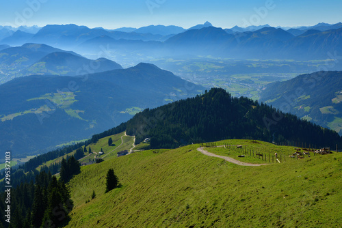 Beautiful summit peaks from Hohe Salve mountain , part of the Kitzbuhel Alps, Austria © elephotos