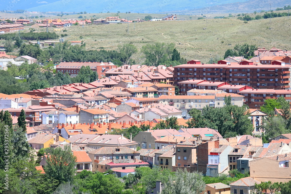 Obraz premium Terracotta roof tiles building old town cityscape Segovia Spain