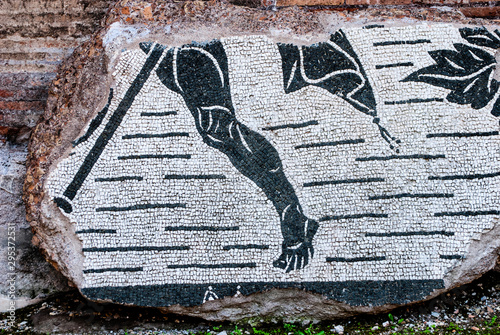 Parts of Mosaic floor, Ruins of the Baths of Caracalla (Terme di Caracalla), Thermae Antoninianae , one of the most important baths of Rome at the time of the Roman Empire, Rome, Lazio, Italy, Europe, photo