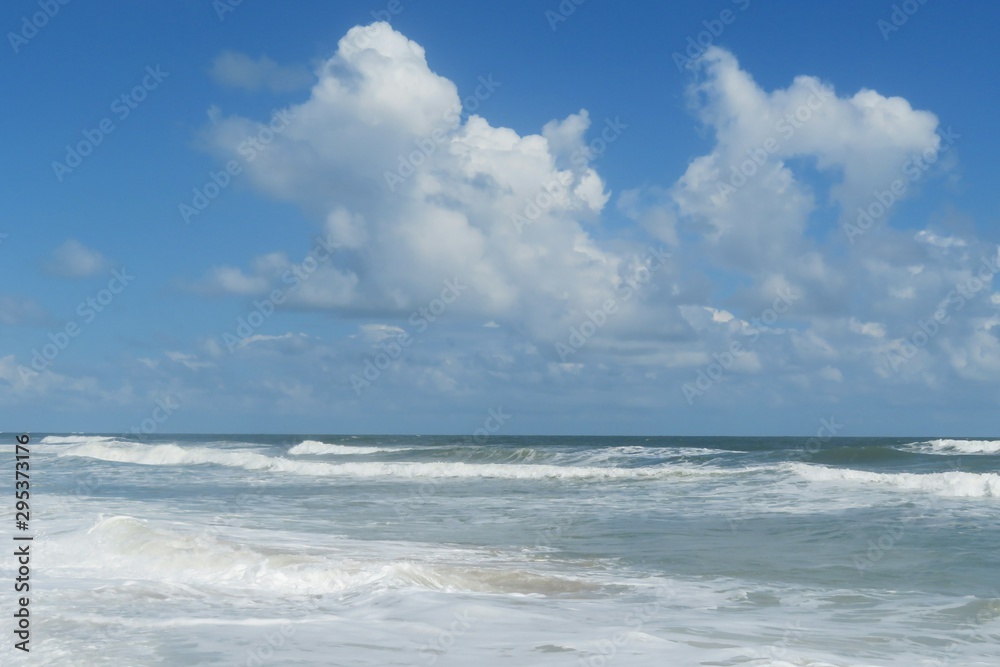 Beautiful ocean and sky view in Atlantic coast of North Florida