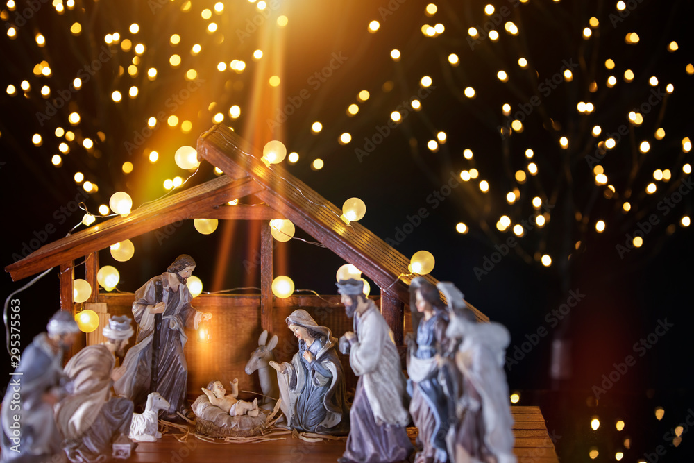 Christmas nativity scene; Jesus Christ, Mary and Joseph Stock Photo ...
