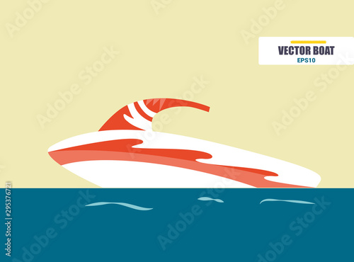 Vector water scooter. Ship at sea transport, shipping boat