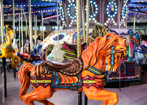 decorative horse in colorful carousel