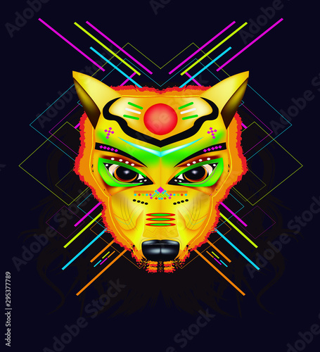 mascara de lobo de color amarillo