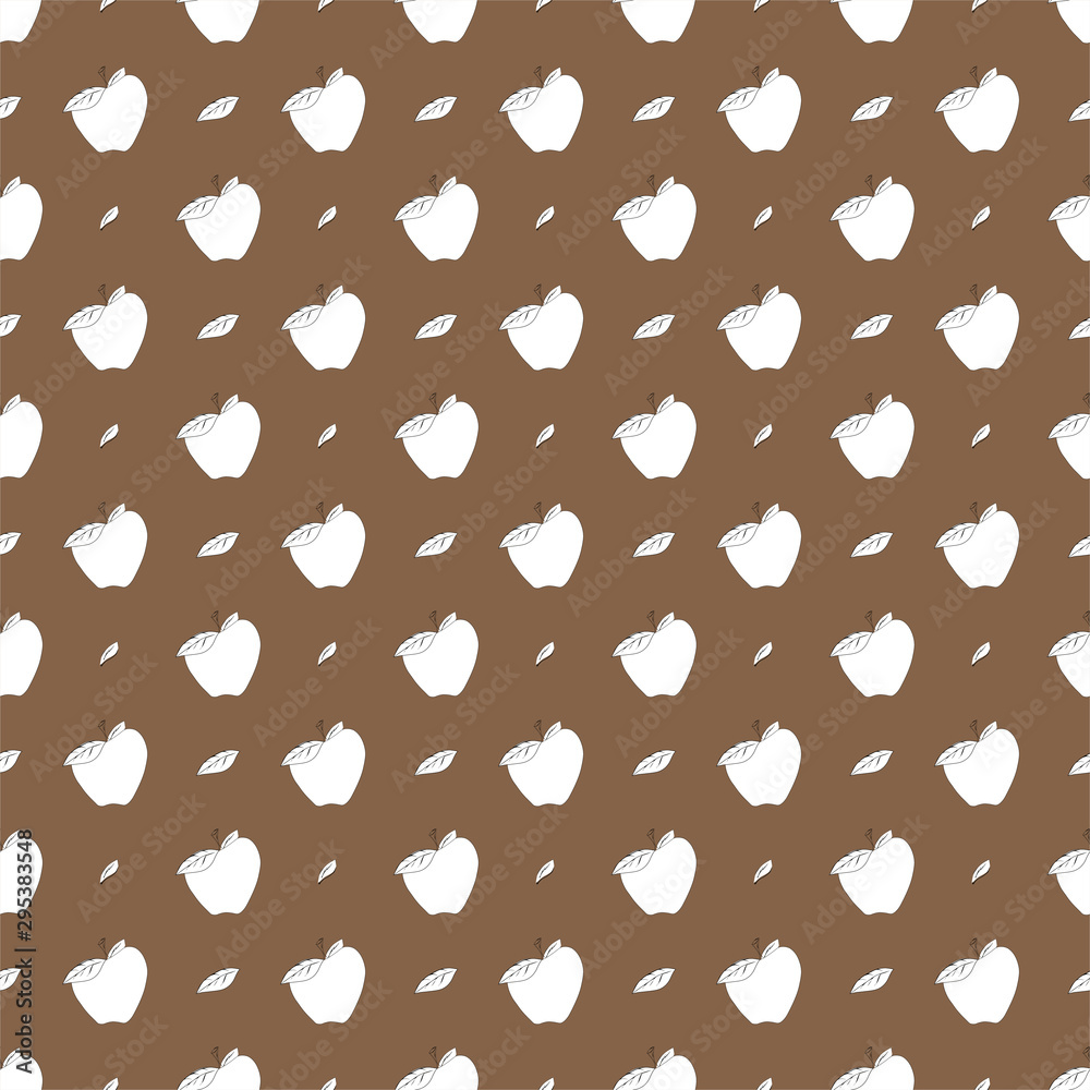 seamless pattern with apples and sheets on brown bg seamless pattern with apples and sheets on brown bg