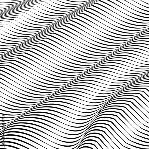 Wallpaper Mural Abstract wavy background, optical art, opart striped Torontodigital.ca