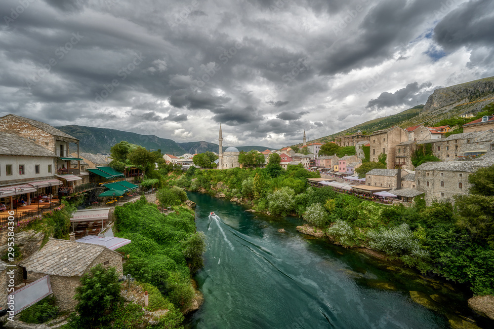 Mostar is a city on the Neretva River in Bosnia and Herzegovina